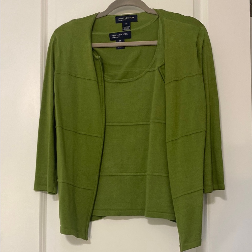 Jones New York Green Cardigan Sweater Set--2 pieces